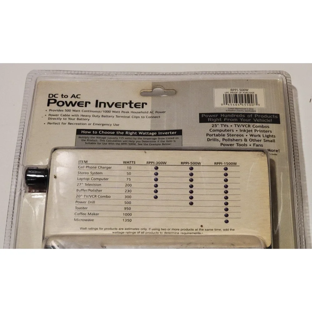 Sealed 500 Watt Road Pro DC to‎ AC Power Inverter Black KIT